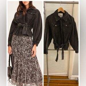 ba&sh belted blouson jacket. Carbon black. Size S